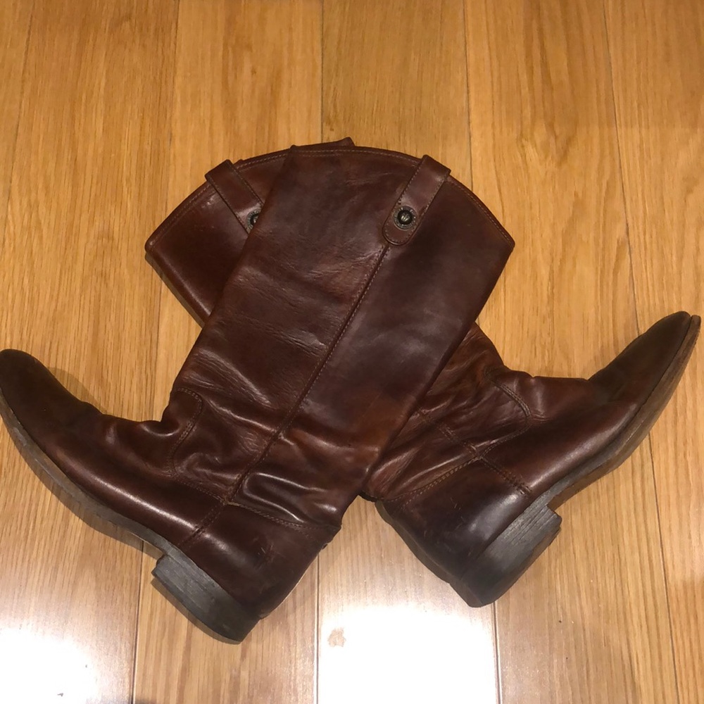 Frye Cognac Leather Boots Size 8.5
